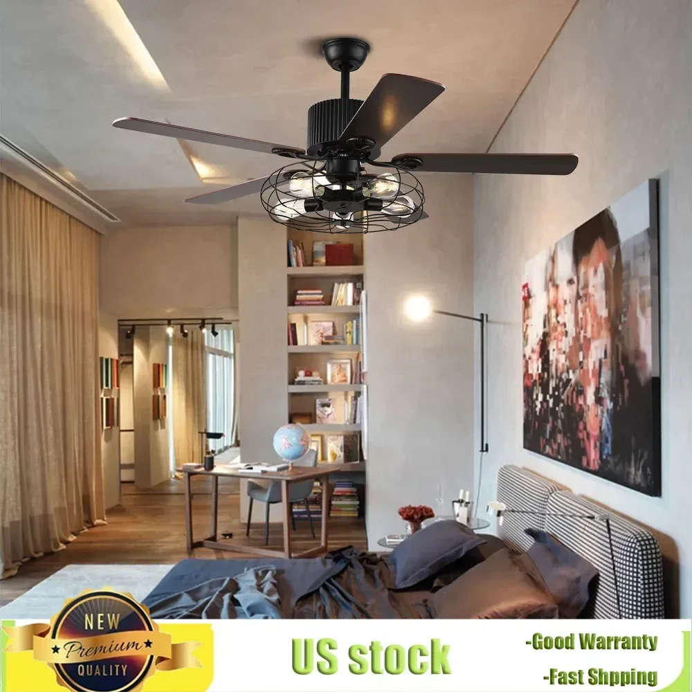Bymaocar 52in Rustic Edison Industrial 3 Speed Ceiling Fan Cage Light E27 w/ Remote Control, High-quiet Motor, Reversible Blade
Bymaocar 52in Rustic Edison Industrial 3 Speed Ceiling Fan Cage Light E27 w/ Remote Control, High-quiet Motor, Reversible Blade
