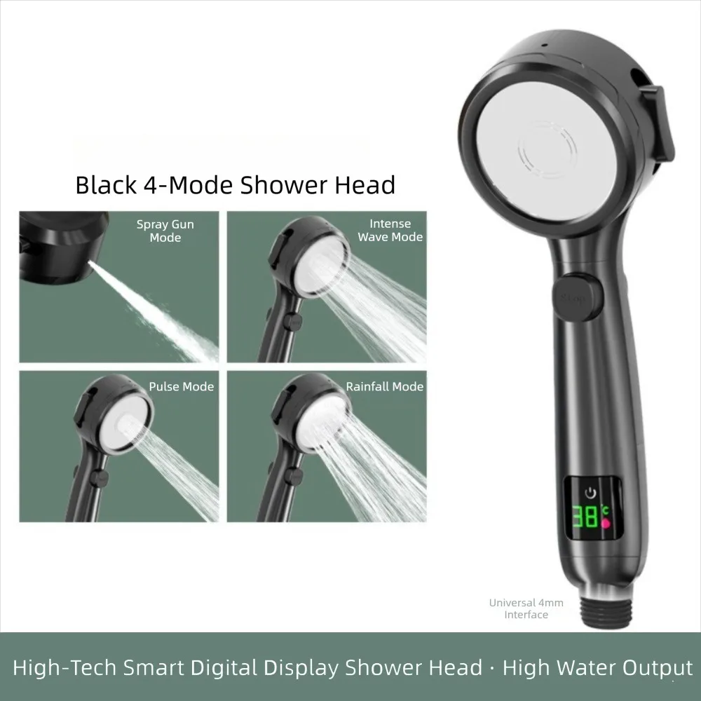 Pressurized Spray High Pressure Shower Head Adjustable Spray Digital Temperature Display Water Saving Showerhead 4-Modes Spray
Pressurized Spray High Pressure Shower Head Adjustable Spray Digital Temperature Display Water Saving Showerhead 4-Modes Spray