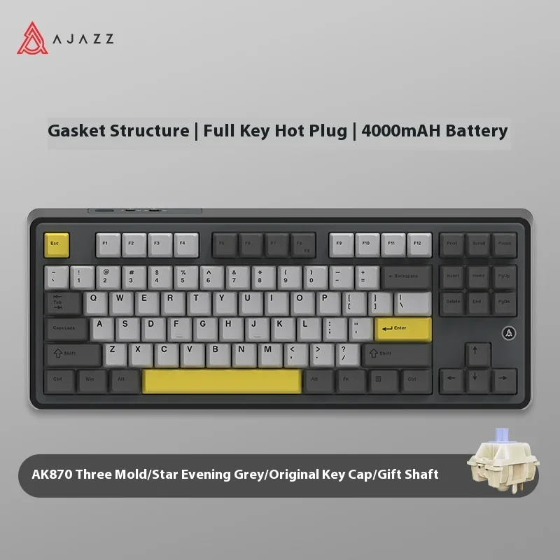 AJAZZ AK870 Wireless Mechanical Keyboard Hot-Swappable RGB PBT Keycaps Gasket Mount for Gaming Office PC Mac
AJAZZ AK870 Wireless Mechanical Keyboard Hot-Swappable RGB PBT Keycaps Gasket Mount for Gaming Office PC Mac