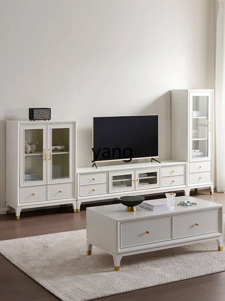 LMM American solid wood TV cabinet white simple light luxury cream style coffee table TV cabinet combination
LMM American solid wood TV cabinet white simple light luxury cream style coffee table TV cabinet combination