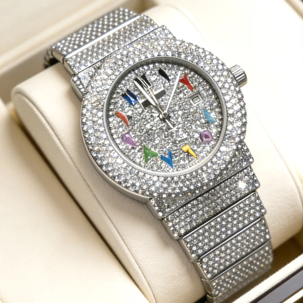Color Scale Dial Hip Hop Iced Out Quartz Watch Mens Hip Hop Fashion Bling Clocks Luxury Full Diamond Wrist Watches Man Reloj
Color Scale Dial Hip Hop Iced Out Quartz Watch Mens Hip Hop Fashion Bling Clocks Luxury Full Diamond Wrist Watches Man Reloj