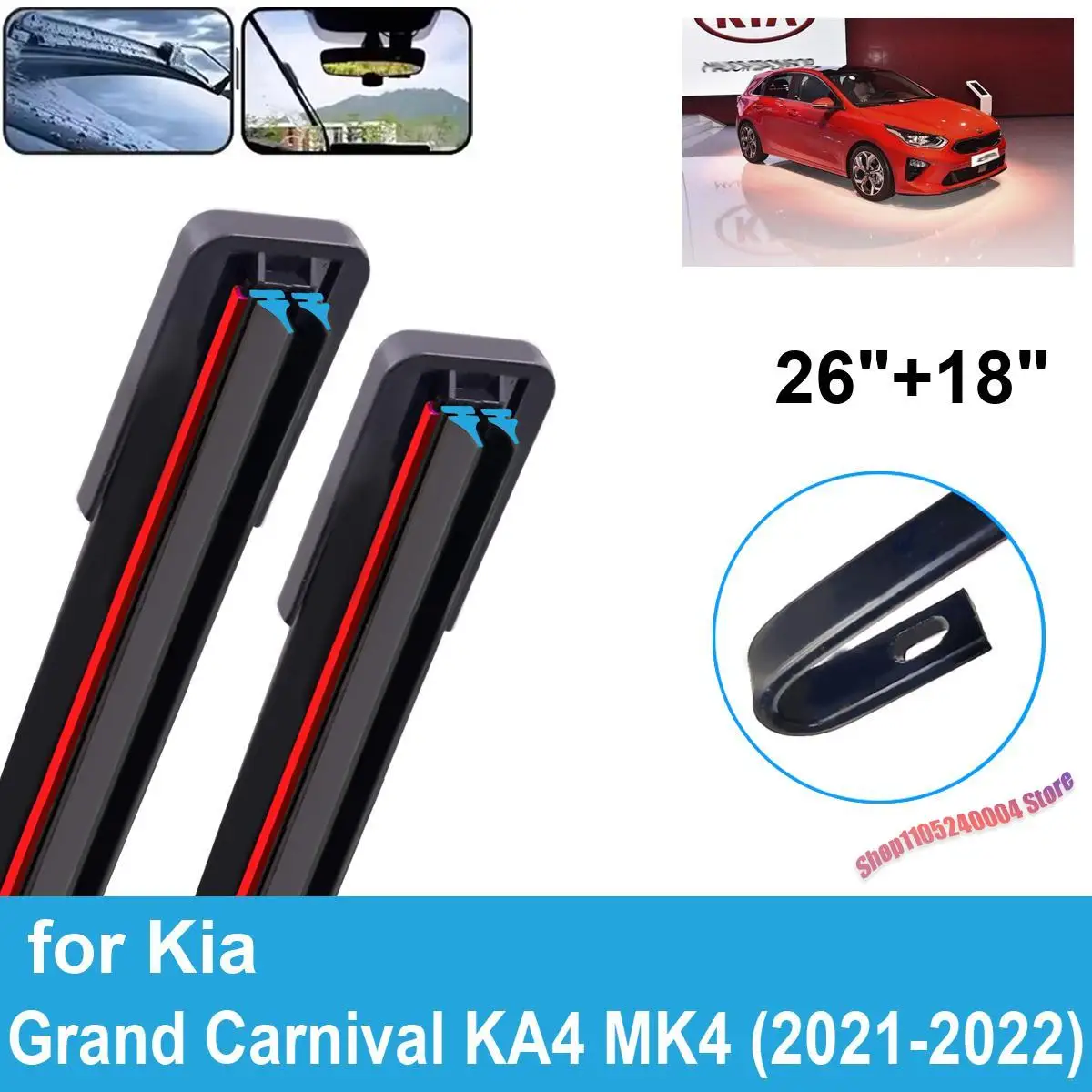 For Kia Grand Carnival KA4 MK4 2021 - 2022 26 Inch 18 Inch Front And Rear Wiper Blades Brushes Cutter Accessories
For Kia Grand Carnival KA4 MK4 2021 - 2022 26 Inch 18 Inch Front And Rear Wiper Blades Brushes Cutter Accessories