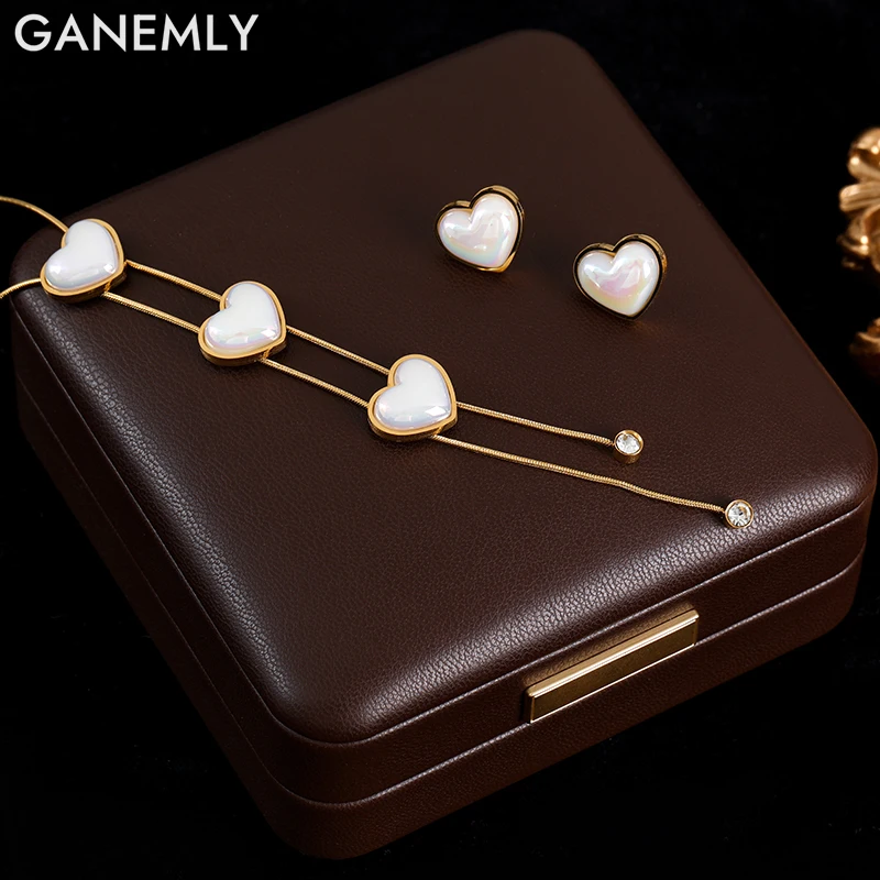GANEMLY 316L Stainless Steel Heart Love Pearl Pendant Necklace Earrings Set For Women New Trendy Lady Gift Waterproof Jewelry
GANEMLY 316L Stainless Steel Heart Love Pearl Pendant Necklace Earrings Set For Women New Trendy Lady Gift Waterproof Jewelry