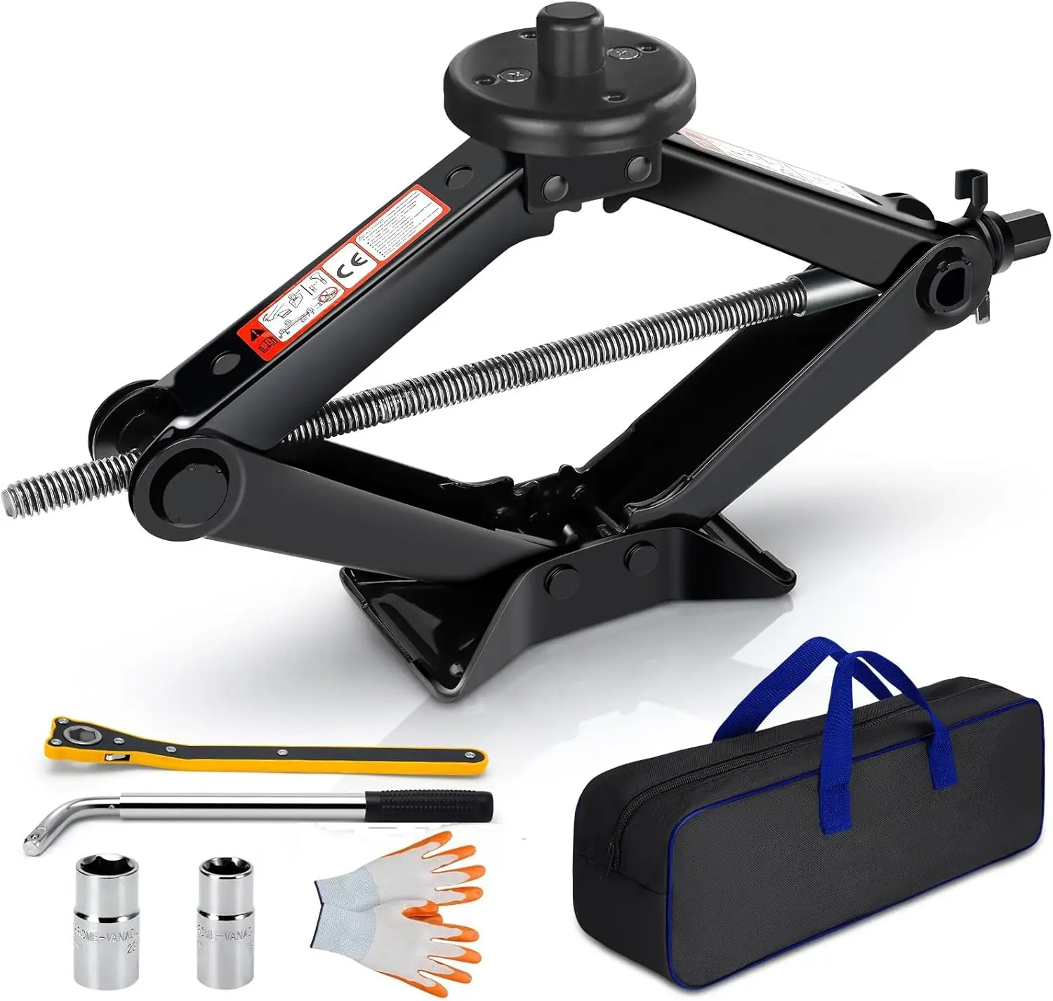 Premium Alloy Steel 2.5 Ton Car Jack Kit, Portable Tire Changing Set with Jack Pad & Lug Wrench, All-in-One Bag
Premium Alloy Steel 2.5 Ton Car Jack Kit, Portable Tire Changing Set with Jack Pad & Lug Wrench, All-in-One Bag