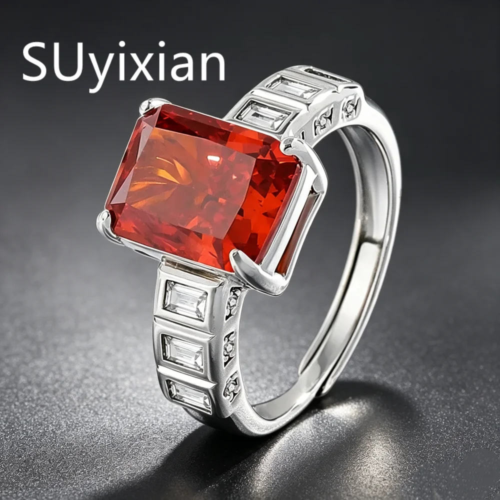 925 Sterling Silver Light Luxury Versatile Square Ice Flower Cut Ring Inlaid with Crystal Zircon Ladies Jewelry Gift
925 Sterling Silver Light Luxury Versatile Square Ice Flower Cut Ring Inlaid with Crystal Zircon Ladies Jewelry Gift