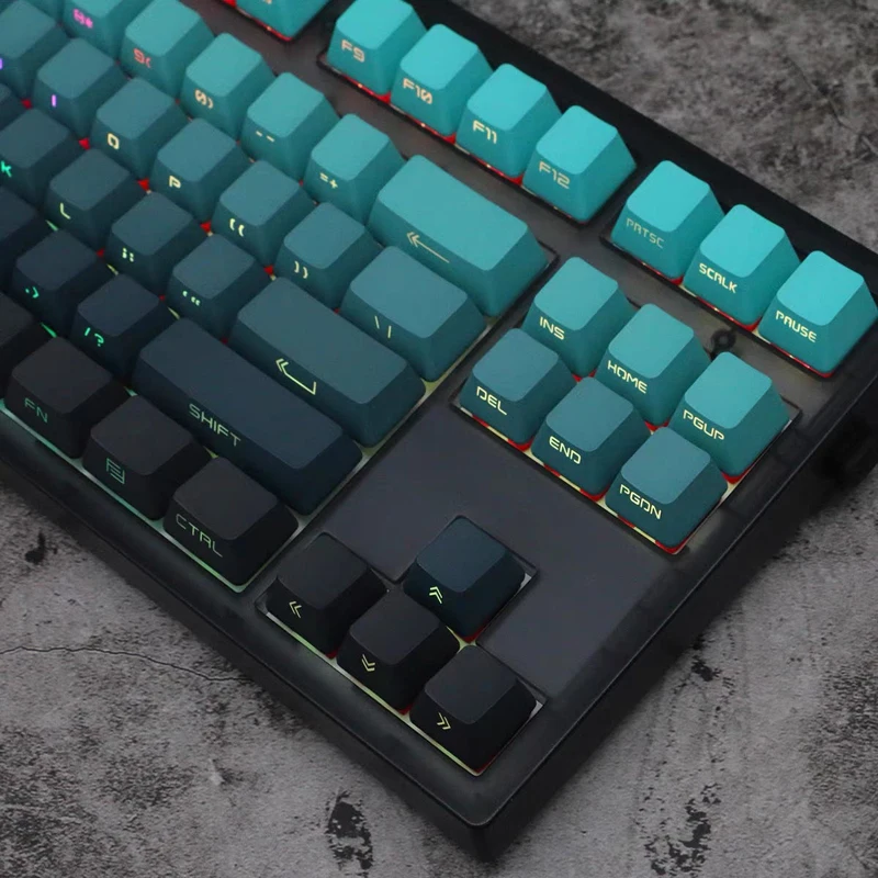 134 Key Backlit RGB Gradient Cyan PBT Keycaps OEM Profile Double-shot Key cap For 60% 61/87/104 Mechanical Gamer Keyboard
134 Key Backlit RGB Gradient Cyan PBT Keycaps OEM Profile Double-shot Key cap For 60% 61/87/104 Mechanical Gamer Keyboard