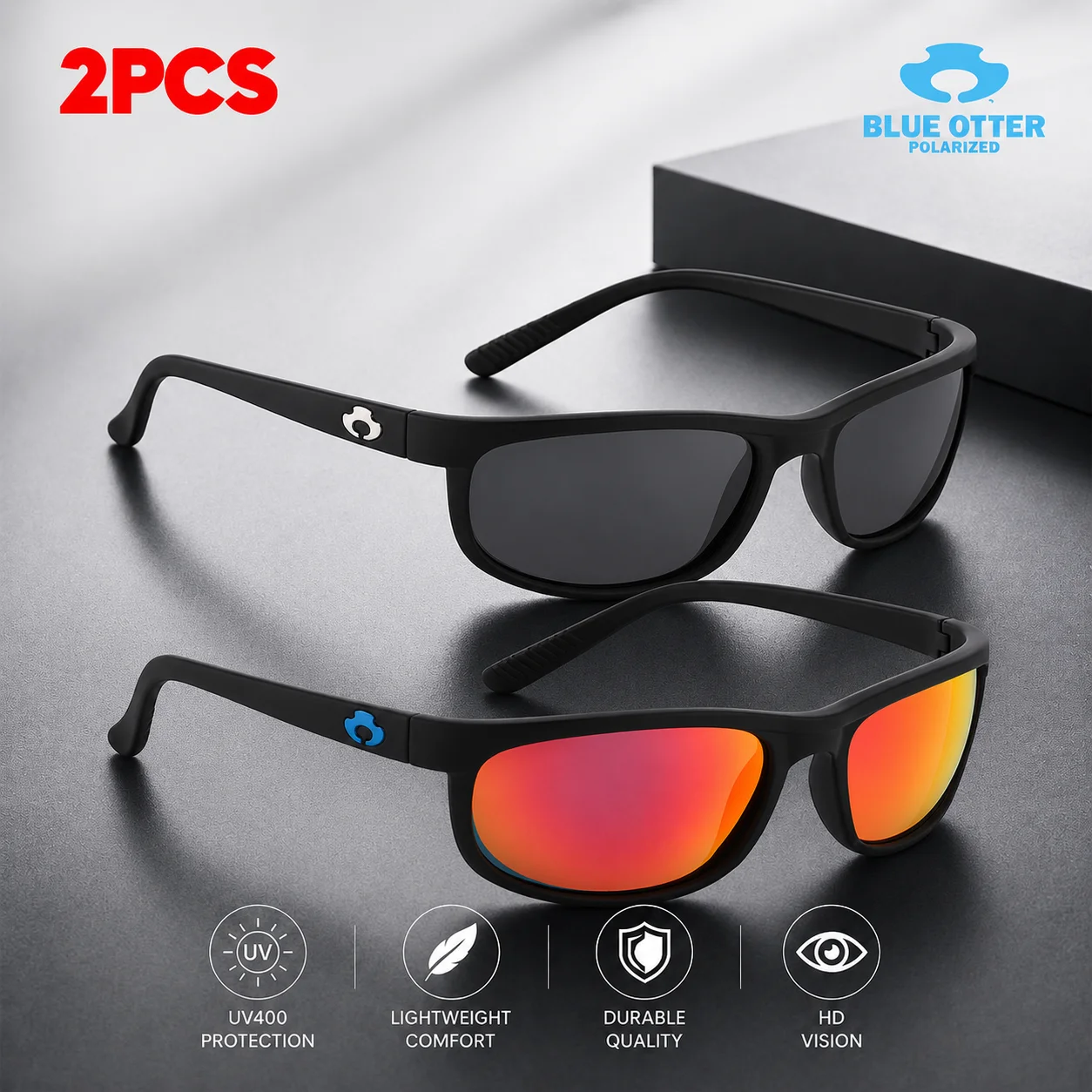 2Pcs/Set BLUE OTTER Sunglasses Men Fishing Polarized Glasses Women UV400 Oval Outdoor Sport Eyewear Driving Cycling Sun Shades
2Pcs/Set BLUE OTTER Sunglasses Men Fishing Polarized Glasses Women UV400 Oval Outdoor Sport Eyewear Driving Cycling Sun Shades