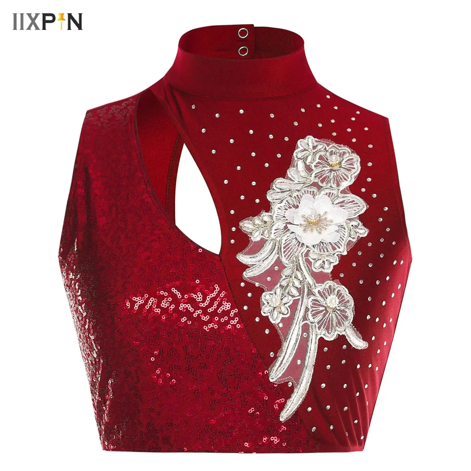Women's Lyrical Dance Crop Top Sleeveless Hollow Out Sparkly Sequins Embroidery Applique Dance Costume for Classical Dance Waltz
Women's Lyrical Dance Crop Top Sleeveless Hollow Out Sparkly Sequins Embroidery Applique Dance Costume for Classical Dance Waltz
