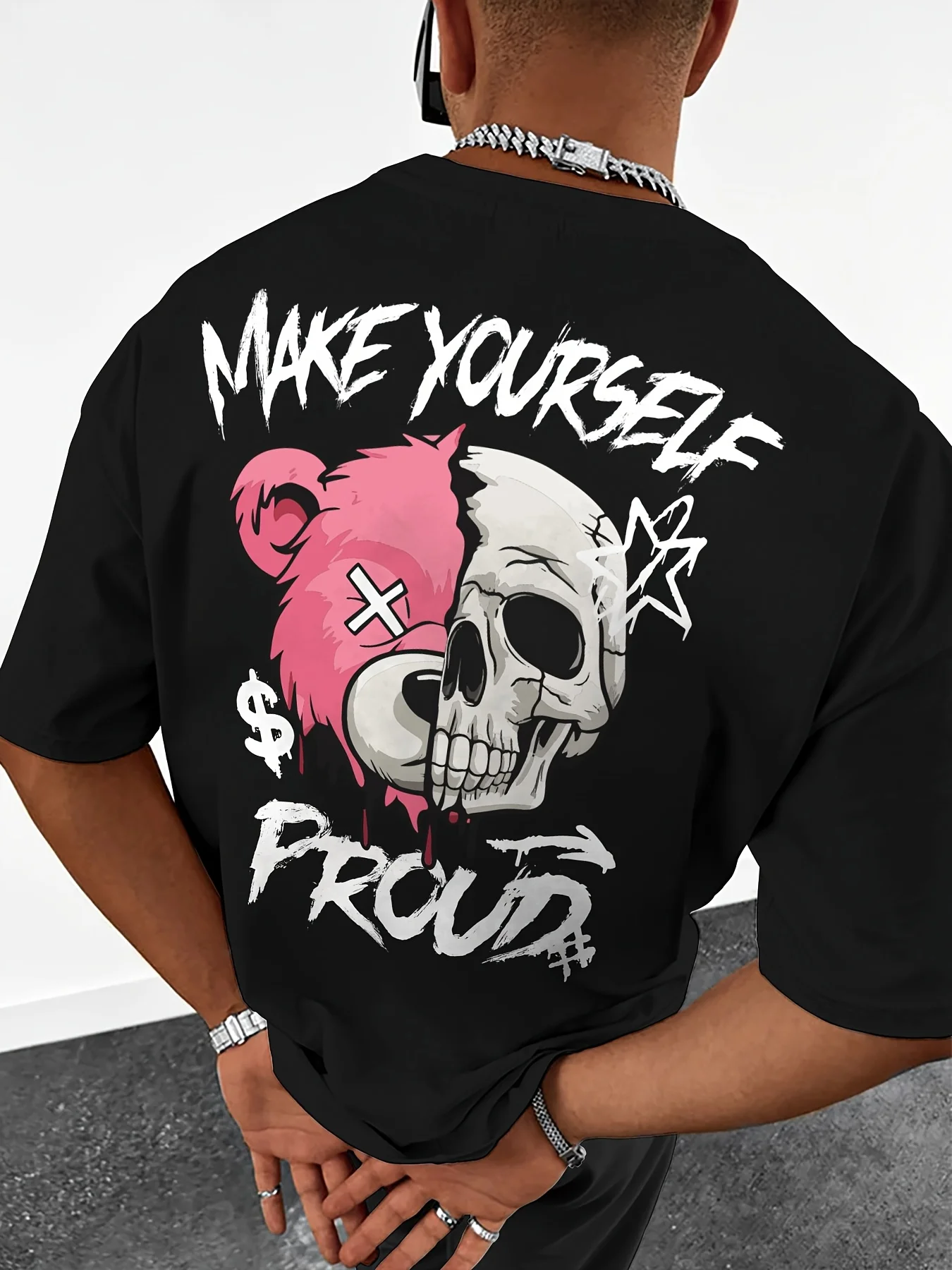 Новая европейская и американская мужская летняя удобная и дышащая футболка с принтом черепа и медведя с круглым вырезом, уличный топ в уличном стиле
Новая европейская и американская мужская летняя удобная и дышащая футболка с принтом черепа и медведя с круглым вырезом, уличный топ в уличном стиле