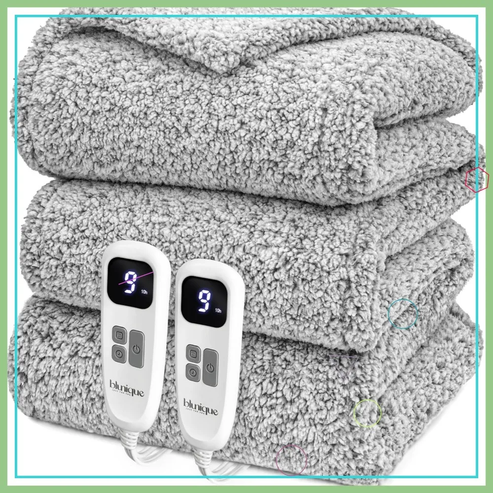 Электрическое одеяло с подогревом размера Queen Size, быстрый нагрев, двойное управление, 6 уровней и автоматическое отключение. Машинная стирка, серый цвет, 84x90 дюймов.
Электрическое одеяло с подогревом размера Queen Size, быстрый нагрев, двойное управление, 6 уровней и автоматическое отключение. Машинная стирка, серый цвет, 84x90 дюймов.