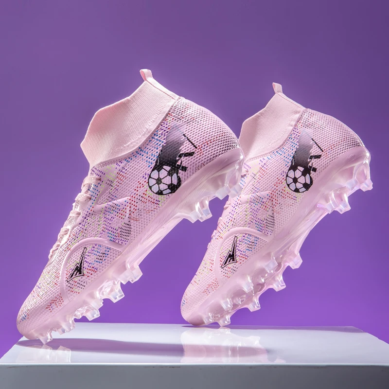 Men Knit Breathable Football Soccer Cleats Flexible Non Slip Sole High Top Wrap Ankle Design Outdoor Turf Grass Match Training
Men Knit Breathable Football Soccer Cleats Flexible Non Slip Sole High Top Wrap Ankle Design Outdoor Turf Grass Match Training