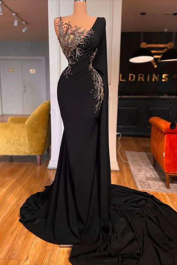 Luxury Black Mermaid Prom Dresses Single Long Sleeves Sequins Shiny Women Satin Long Evening Pageant Gowns Custom Made
Luxury Black Mermaid Prom Dresses Single Long Sleeves Sequins Shiny Women Satin Long Evening Pageant Gowns Custom Made