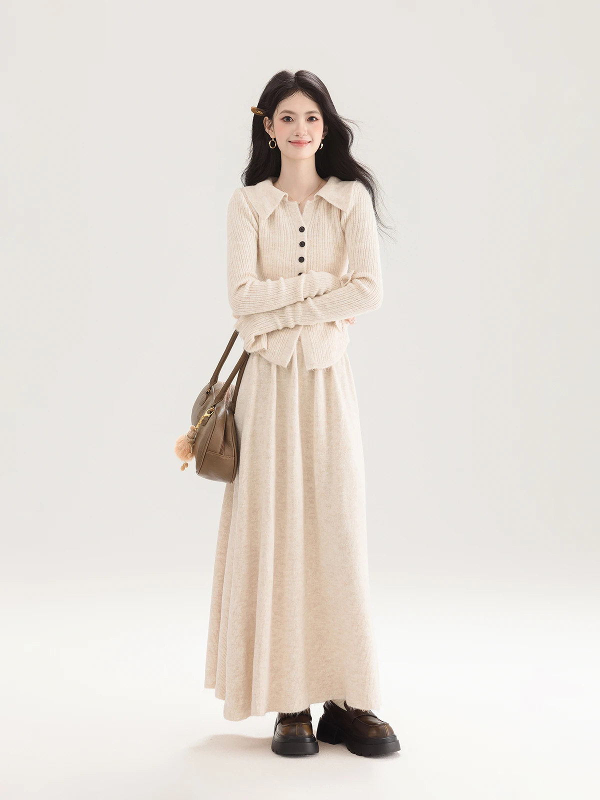 Ele Knitted Top And Skirt Set Women's Faion Spring Outfit Casual Sle Long Sve Collar Two-Piece Ensemble
Ele Knitted Top And Skirt Set Women's Faion Spring Outfit Casual Sle Long Sve Collar Two-Piece Ensemble