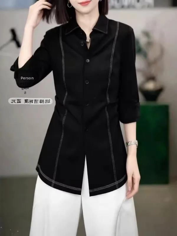 Black Long Sleeve Shirt Women's Spring 2026 New Style plus Size Fashion Slimming Versatile Top Korean Style Commute Wind
Black Long Sleeve Shirt Women's Spring 2026 New Style plus Size Fashion Slimming Versatile Top Korean Style Commute Wind