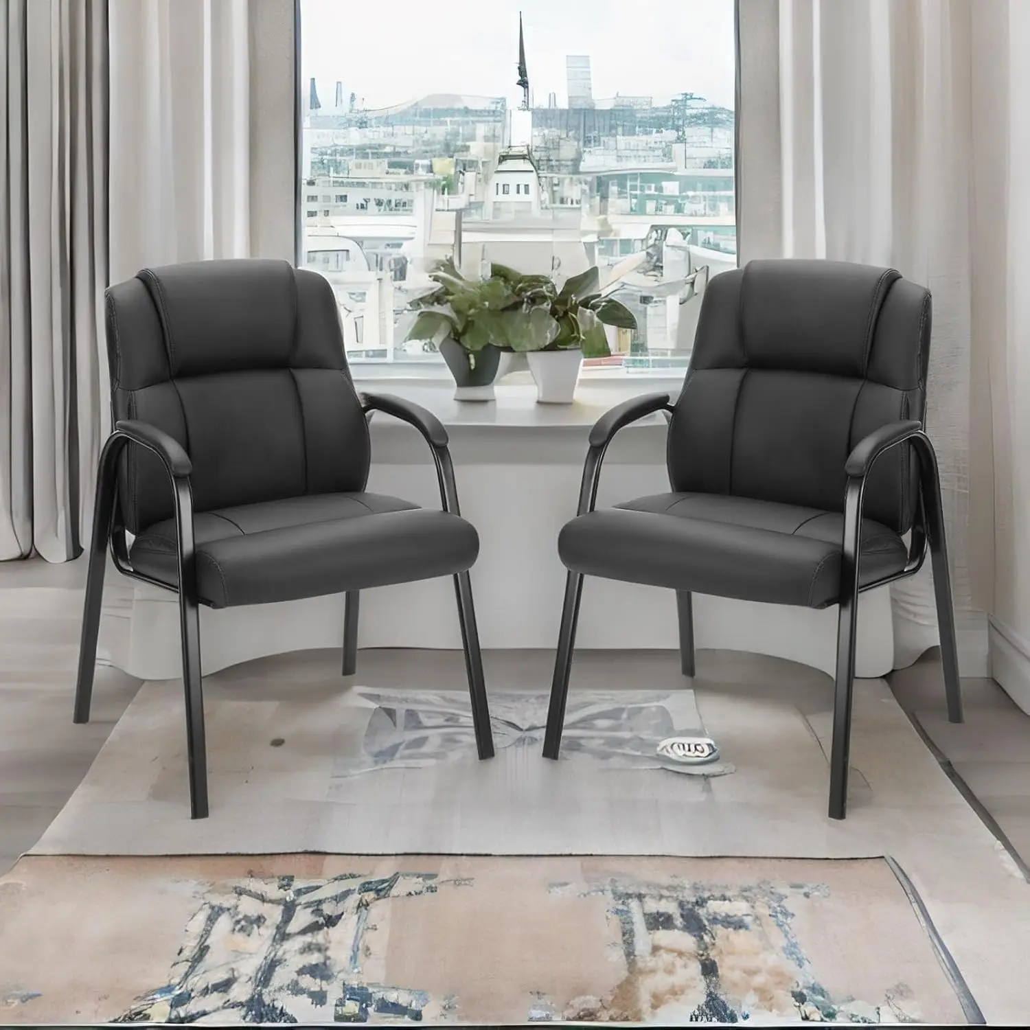 Waiting Room Office Guest Chairs Set of 2, PU Leather Big and Tall No Wheels Executive Office Chair with Padded Arms
Waiting Room Office Guest Chairs Set of 2, PU Leather Big and Tall No Wheels Executive Office Chair with Padded Arms
