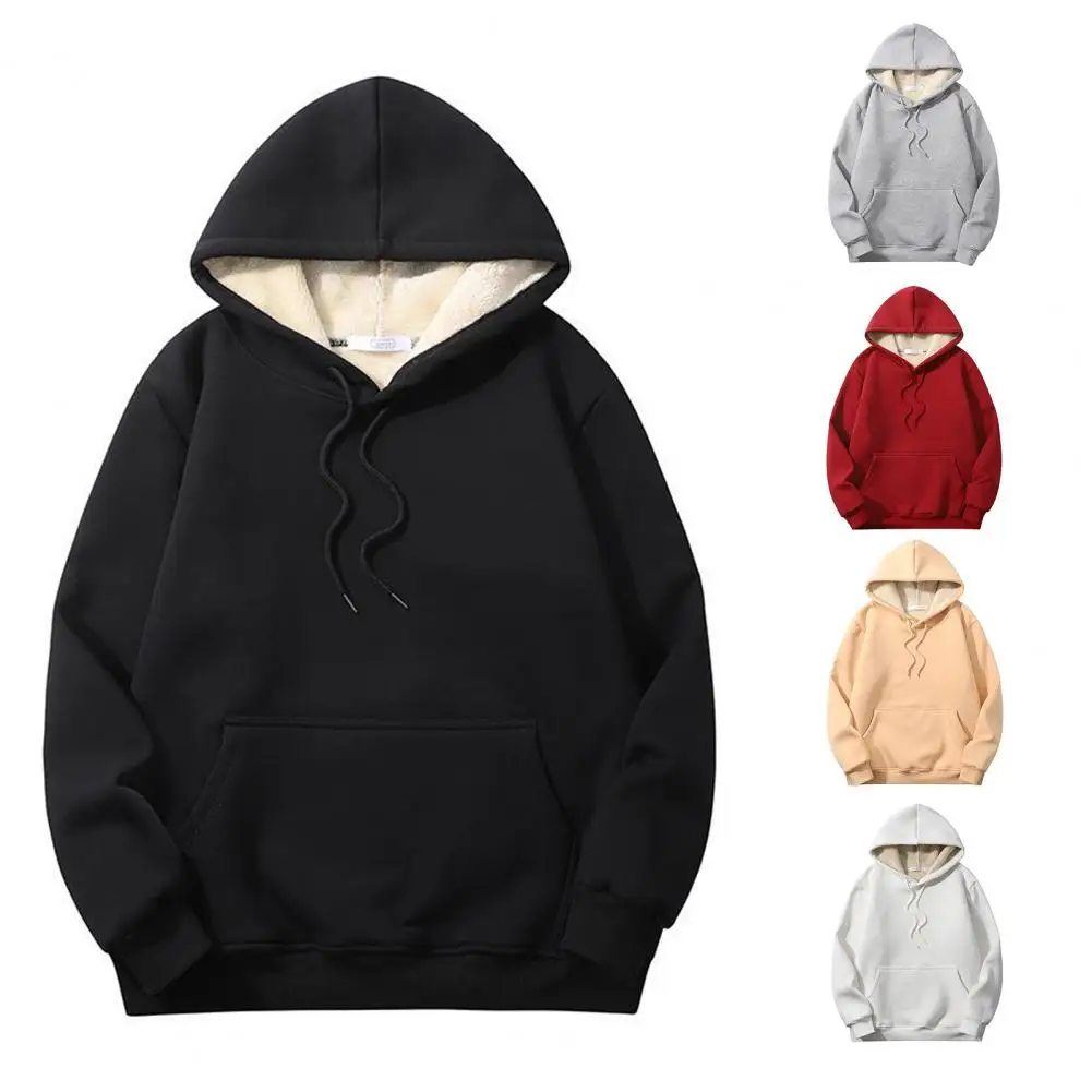 Men Winter Hoodie Loose Hooded Long Sleeves Soft Solid Color Drawstring Warm Plush Wear-resistant Men Hoodie for Daily Wear 
Men Winter Hoodie Loose Hooded Long Sleeves Soft Solid Color Drawstring Warm Plush Wear-resistant Men Hoodie for Daily Wear
