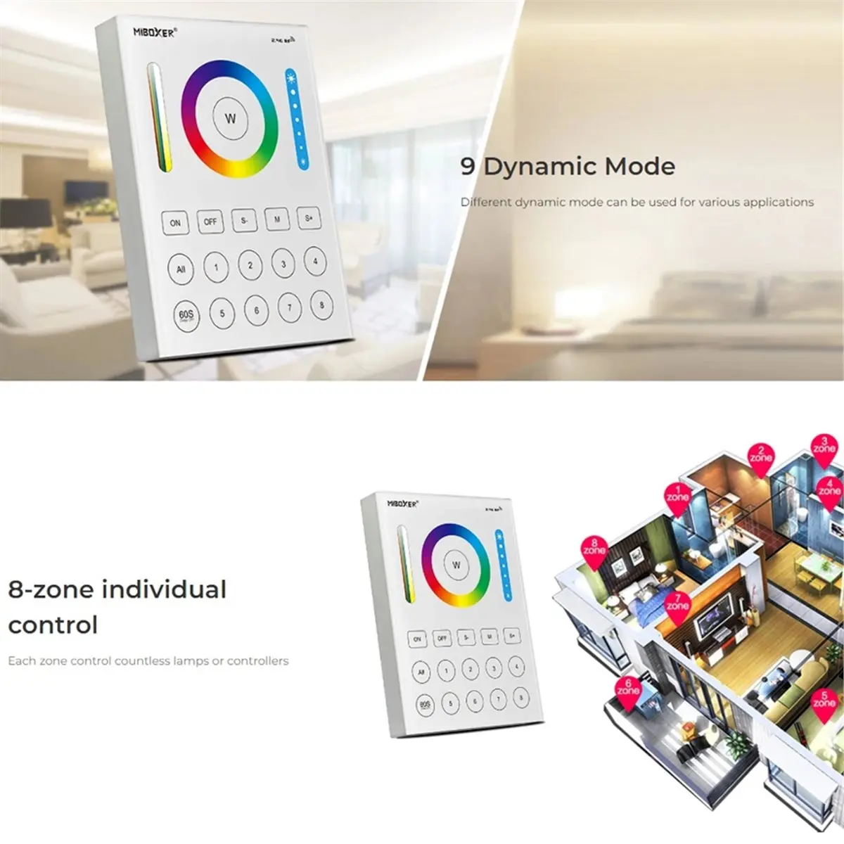 【COUNTDOWN DEAL】 Miboxer B8 PER1 3.3V Smart 8-Zone Touch Panel for LED Control with 2.4GHz Connectivity
【COUNTDOWN DEAL】 Miboxer B8 PER1 3.3V Smart 8-Zone Touch Panel for LED Control with 2.4GHz Connectivity