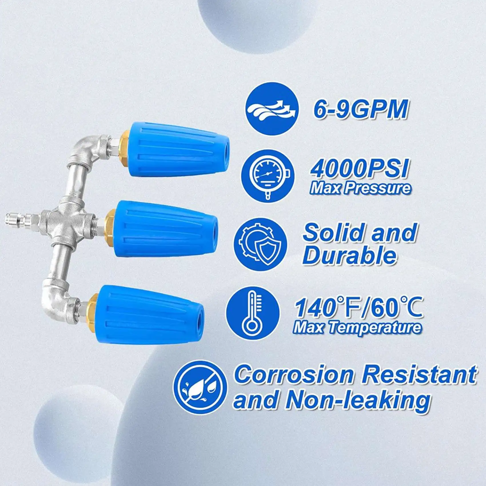 AAAF 2X Triple Turbo Nozzle Pressure Washer, 360° Rotating Turbo Nozzle With 1/4Inch Quick Connector, 2.0 Orifice, 4000 PSI
AAAF 2X Triple Turbo Nozzle Pressure Washer, 360° Rotating Turbo Nozzle With 1/4Inch Quick Connector, 2.0 Orifice, 4000 PSI