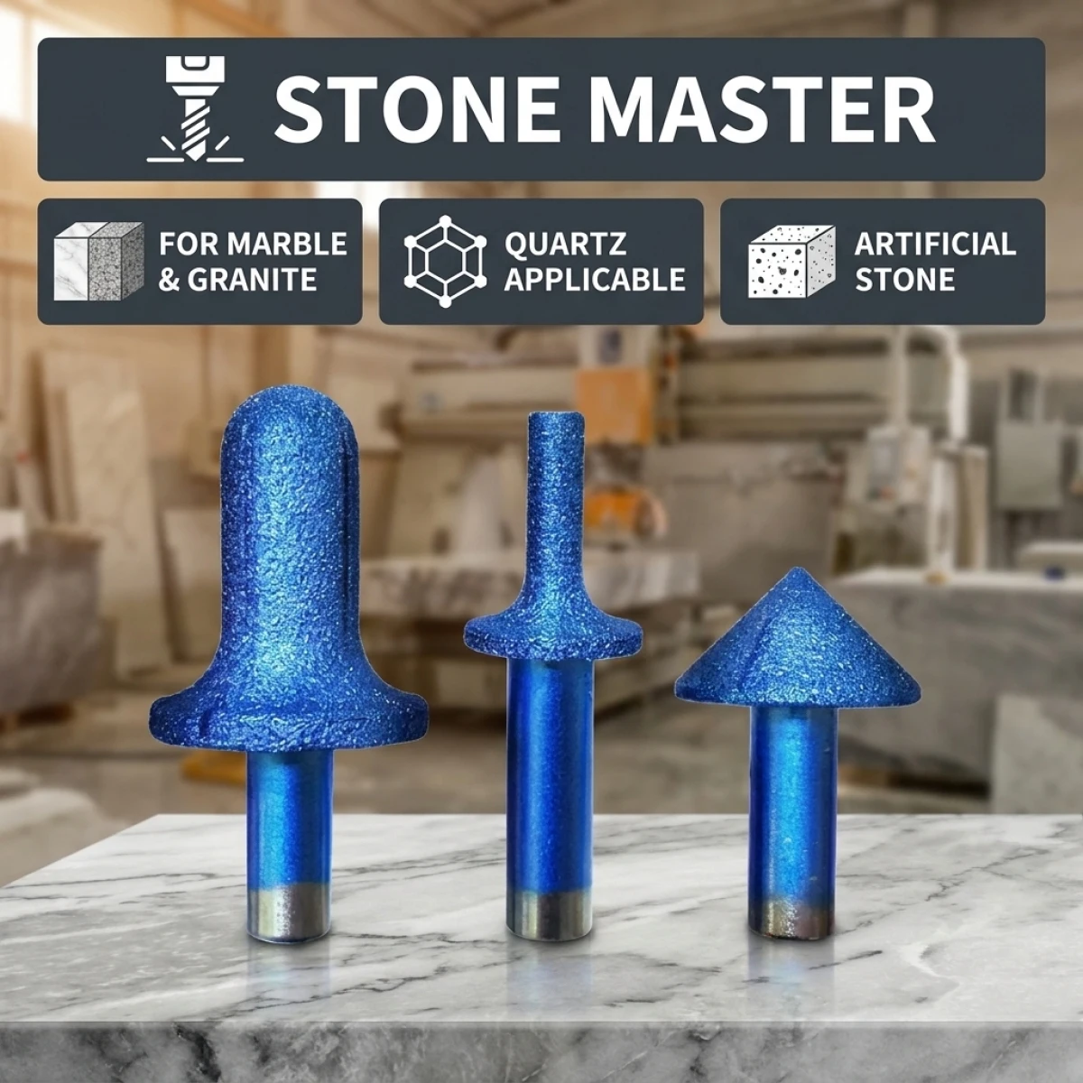 3pcs Stone Quartz Rock Plate Rear round Bottom Knife Grinding Head Undertable Basin Water Blocking Arc Diamond Cutter Tool Set
3pcs Stone Quartz Rock Plate Rear round Bottom Knife Grinding Head Undertable Basin Water Blocking Arc Diamond Cutter Tool Set