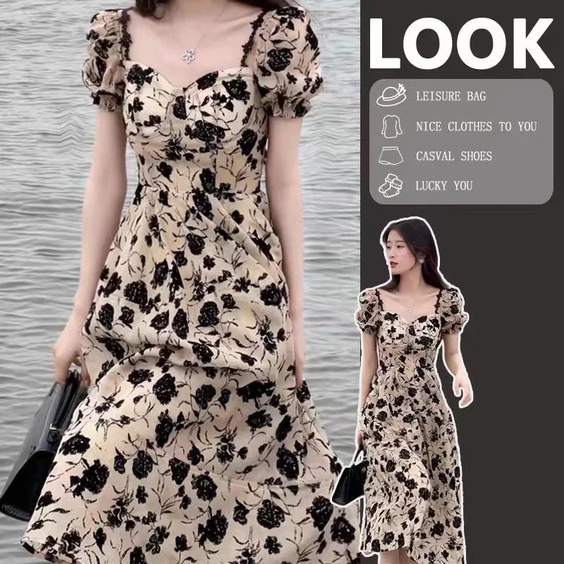 Hebe Style Short Sleeve Floral Print Slimming Dress Women's Summer Pear Shaped Body High Waist Dry Rose Dress V Neck a Line
Hebe Style Short Sleeve Floral Print Slimming Dress Women's Summer Pear Shaped Body High Waist Dry Rose Dress V Neck a Line