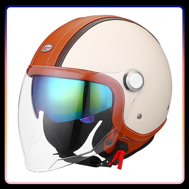Retro Leather Open Face Helmet Daul Lens Motorcycle Helmets Scooter Curiser DOT ECE Vintage Jet Helmet 3/4 Open Half Helmet Men
Retro Leather Open Face Helmet Daul Lens Motorcycle Helmets Scooter Curiser DOT ECE Vintage Jet Helmet 3/4 Open Half Helmet Men