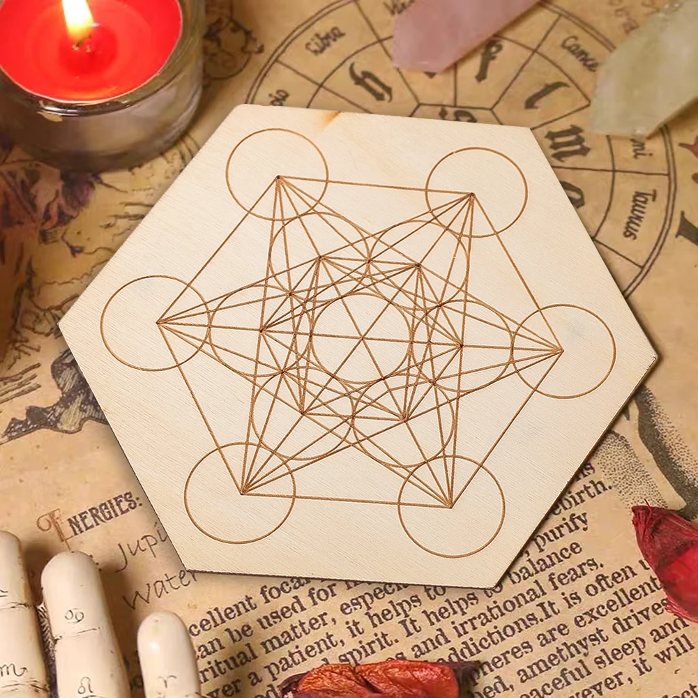 11.5cm Hexagonal Crystal Display Board Sacred Geometry Wooden Laser Engraved Magic Collection Tarot Game Prop Tea Cup Coasters
11.5cm Hexagonal Crystal Display Board Sacred Geometry Wooden Laser Engraved Magic Collection Tarot Game Prop Tea Cup Coasters