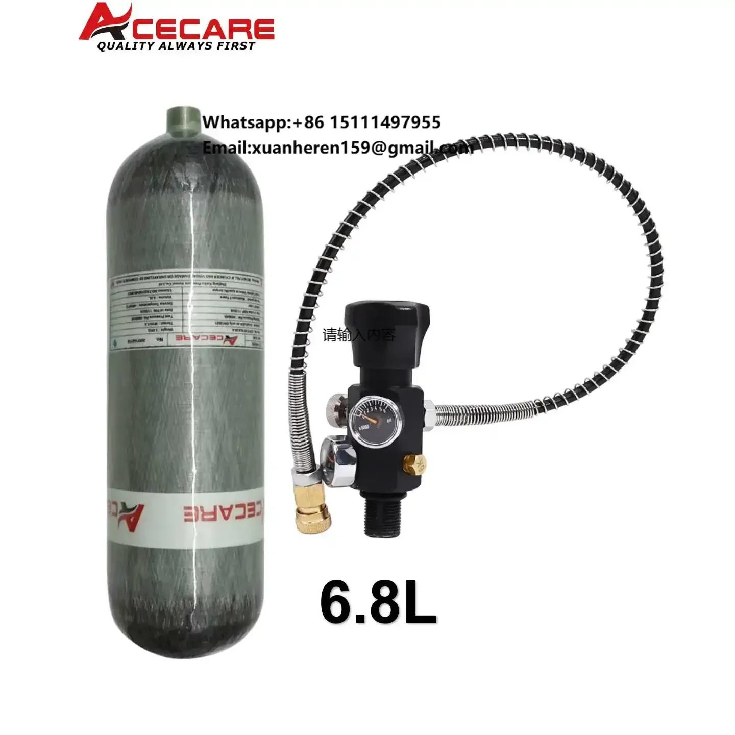 ACECARE 4500psi 6.8L Carbon Fiber Tank High Pressure Air Tank With Charging Filling Station Regulator Valve
ACECARE 4500psi 6.8L Carbon Fiber Tank High Pressure Air Tank With Charging Filling Station Regulator Valve