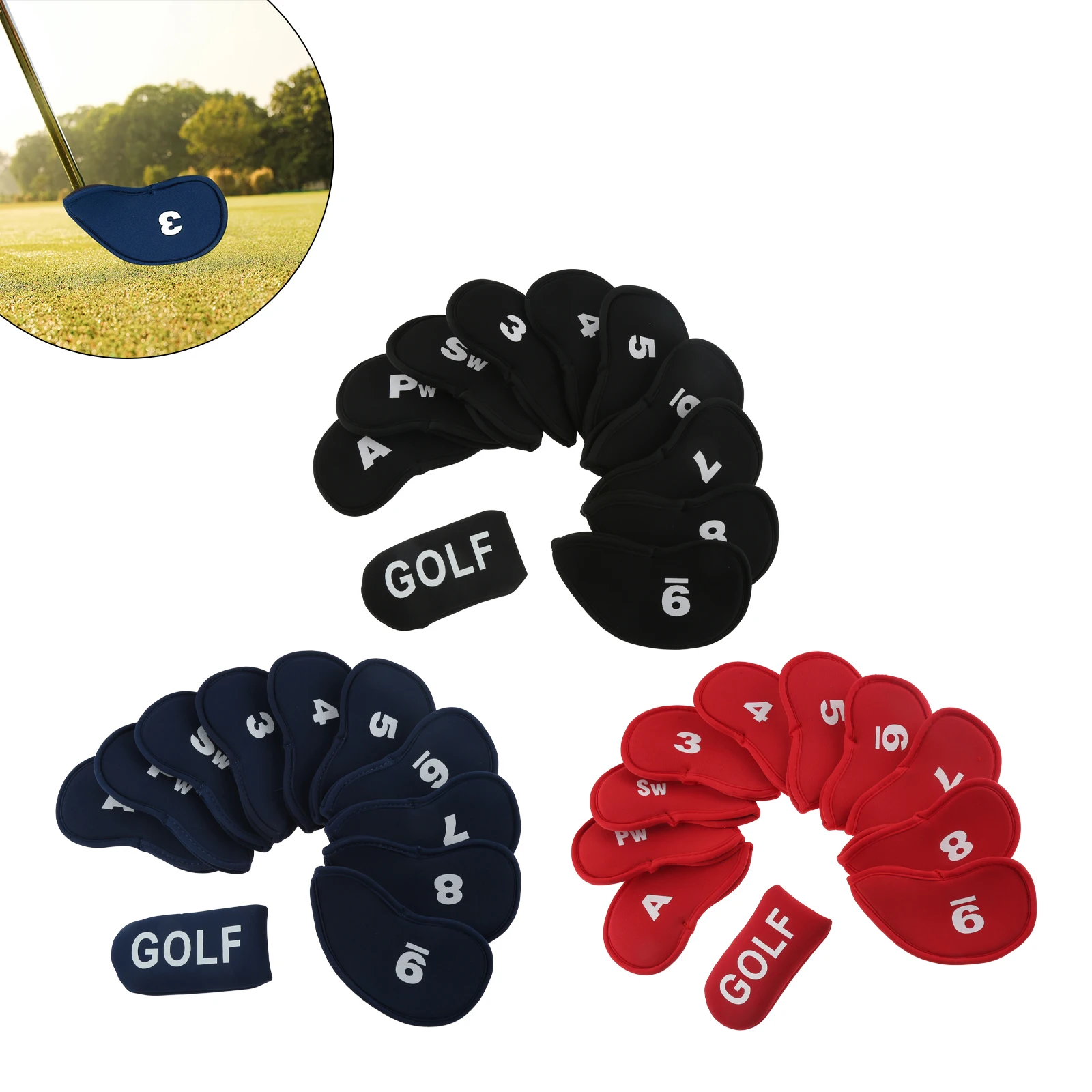10pcs Golf Head Covers Club Iron Protector Neoprene Headcover with Putter Cover Golf Accessory Black/buel/red Gift for Golfer
10pcs Golf Head Covers Club Iron Protector Neoprene Headcover with Putter Cover Golf Accessory Black/buel/red Gift for Golfer