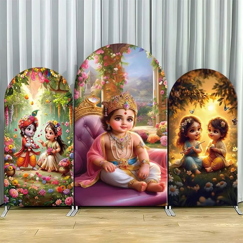 Single Side Arch Backdrop Cover Elegant Divine Theme Background for Festive Celebrations Featuring Sacred Floral Scenes
Single Side Arch Backdrop Cover Elegant Divine Theme Background for Festive Celebrations Featuring Sacred Floral Scenes