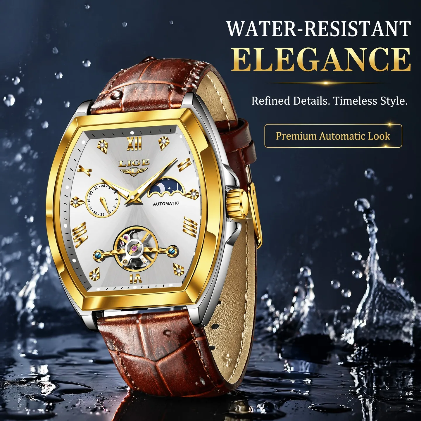 LIGE Luxury Mens Rectangular Dial Mechanical Watches Waterproof Leather Automatic Luminous Watch Business Men Relogios Masculino
LIGE Luxury Mens Rectangular Dial Mechanical Watches Waterproof Leather Automatic Luminous Watch Business Men Relogios Masculino