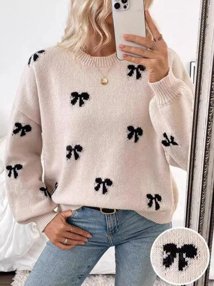 Butterfly Knot Jacquard Knitted Sweater, Autumn Women's Simple and Stylish Design
Butterfly Knot Jacquard Knitted Sweater, Autumn Women's Simple and Stylish Design