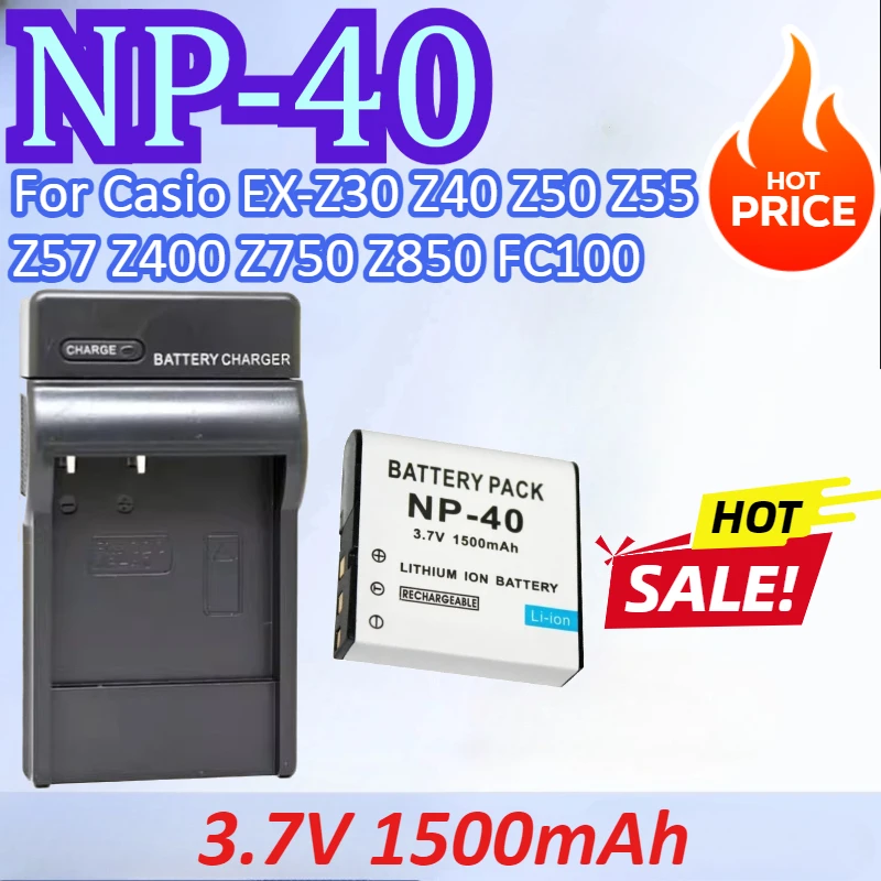 NP-40 3.7V 1500mAh Camera Battery+Charger For Casio EX-Z30 Z40 Z50 Z55 Z57 Z400 Z750 Z850 FC100 Rechargeable Battery
NP-40 3.7V 1500mAh Camera Battery+Charger For Casio EX-Z30 Z40 Z50 Z55 Z57 Z400 Z750 Z850 FC100 Rechargeable Battery