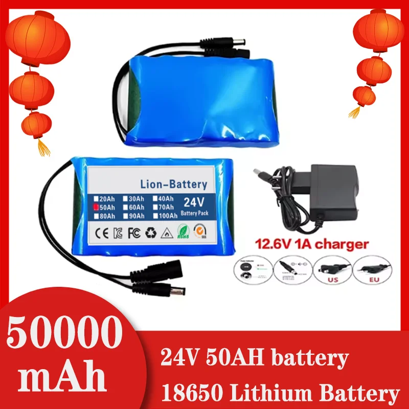 24v 6S1P Battery Pack 50000mah Rechargeable Lithium Ion Battery 50ah Capacity for CCTV Camera Monitor with DC 25.2V 1A Charger
24v 6S1P Battery Pack 50000mah Rechargeable Lithium Ion Battery 50ah Capacity for CCTV Camera Monitor with DC 25.2V 1A Charger