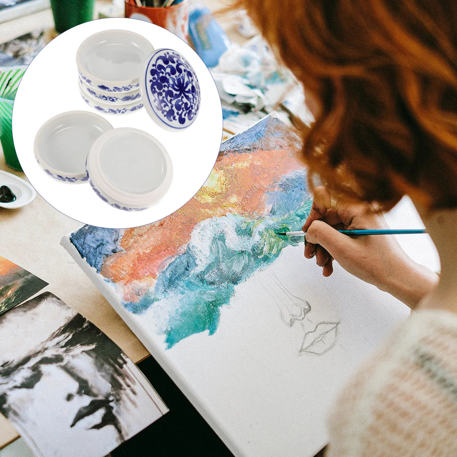 1Set Blue and White Ceramic Color Mixing Plate 5 Layers Pigment Tray Ink Dish Painting Tool for Artists Watercolor Ink Saucer
1Set Blue and White Ceramic Color Mixing Plate 5 Layers Pigment Tray Ink Dish Painting Tool for Artists Watercolor Ink Saucer