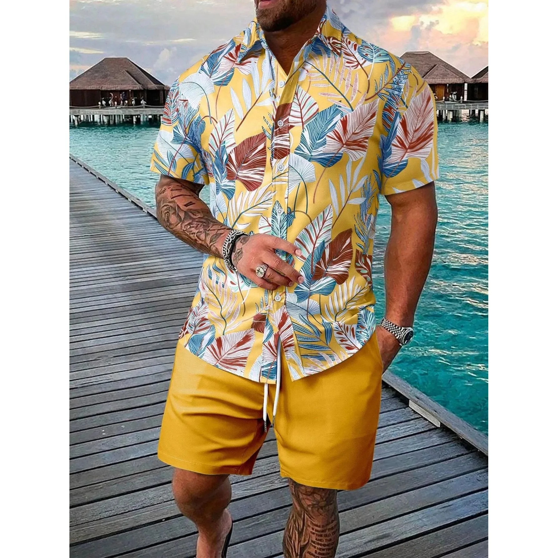 Men's Tropical Floral Hawaiian Shirt Short Sleeve Button down Cleanfit Style PU Leather Nine Sleeve Length Summer 2015
Men's Tropical Floral Hawaiian Shirt Short Sleeve Button down Cleanfit Style PU Leather Nine Sleeve Length Summer 2015