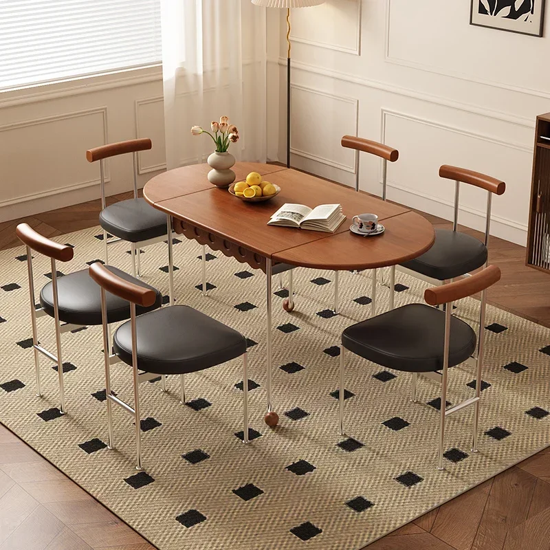 Folding dining table and chair combination simple medieval oval retractable dining table
Folding dining table and chair combination simple medieval oval retractable dining table