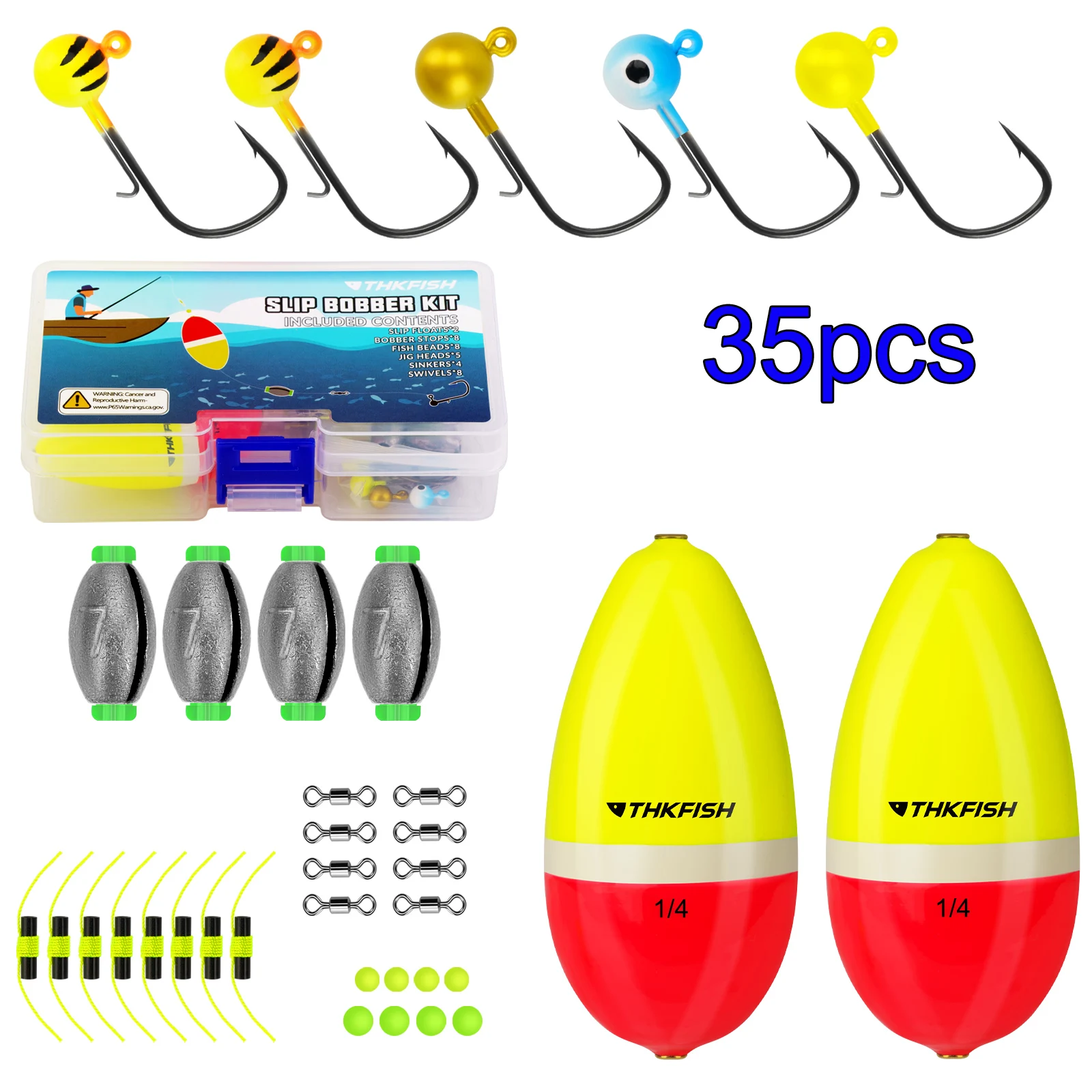 35pcs Wood Fishing Slip Bobbers Rig Bobber Stops Fish Bead 7g Lead Sinkers 1.75g 3.5g Jig Head Hooks Kit For Crappie Panfish
35pcs Wood Fishing Slip Bobbers Rig Bobber Stops Fish Bead 7g Lead Sinkers 1.75g 3.5g Jig Head Hooks Kit For Crappie Panfish
