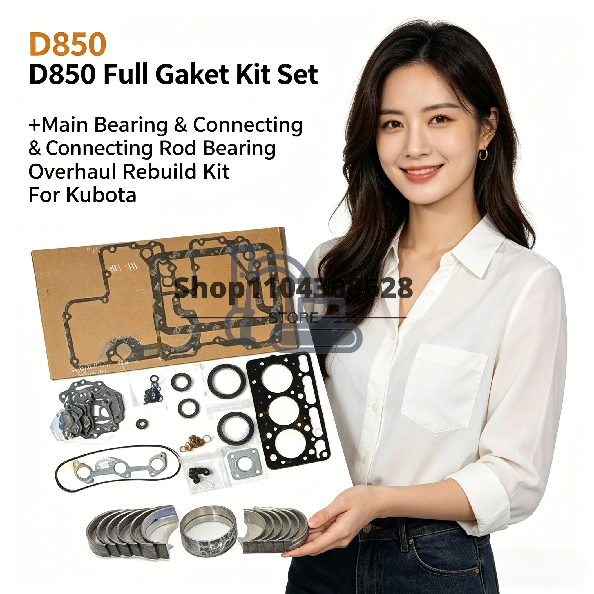 D850 Full Gasket Kit Set +Main Bearing & Connecting Rod Bearing Overhaul Rebuild Kit For Kubota
D850 Full Gasket Kit Set +Main Bearing & Connecting Rod Bearing Overhaul Rebuild Kit For Kubota