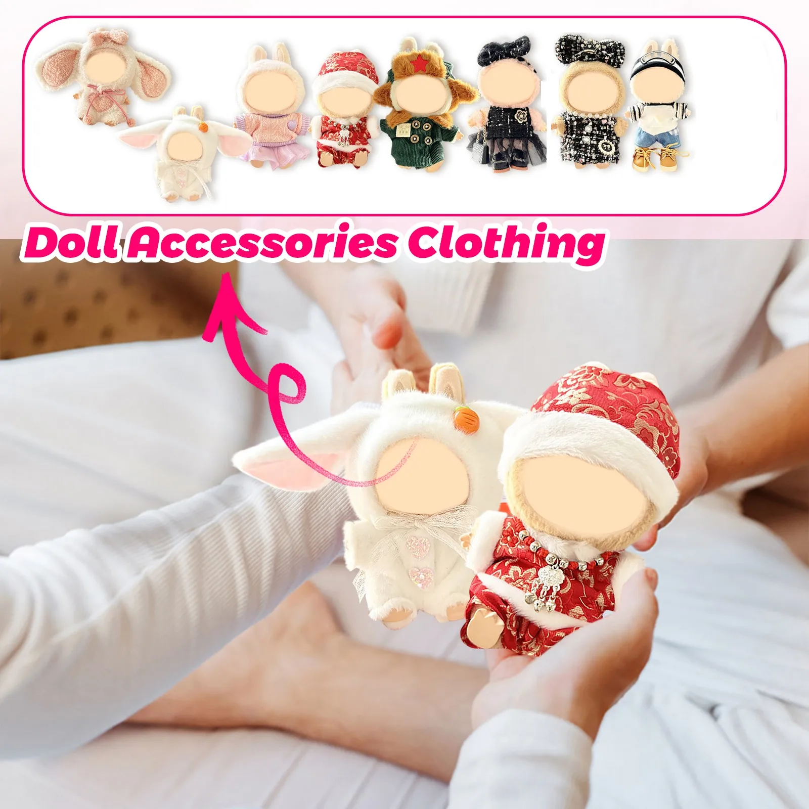 15-17cm Labubu Clothes Outfit for V1 V2 Labubu Sitting Party Doll Sweater Hat Bag Accessories for Mini Plush Dolls Decoration
15-17cm Labubu Clothes Outfit for V1 V2 Labubu Sitting Party Doll Sweater Hat Bag Accessories for Mini Plush Dolls Decoration