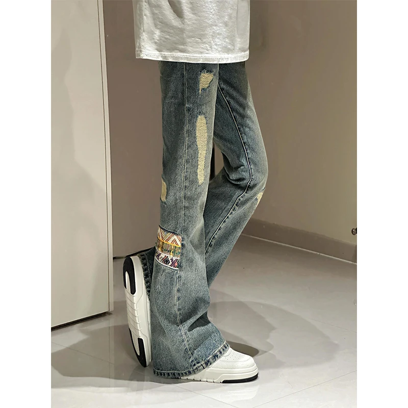 High Waist Slim Fit Men's Jeans with Ripped Design Patchwork Straight Leg Long Trousers Youth Faion Wear Resistant
High Waist Slim Fit Men's Jeans with Ripped Design Patchwork Straight Leg Long Trousers Youth Faion Wear Resistant