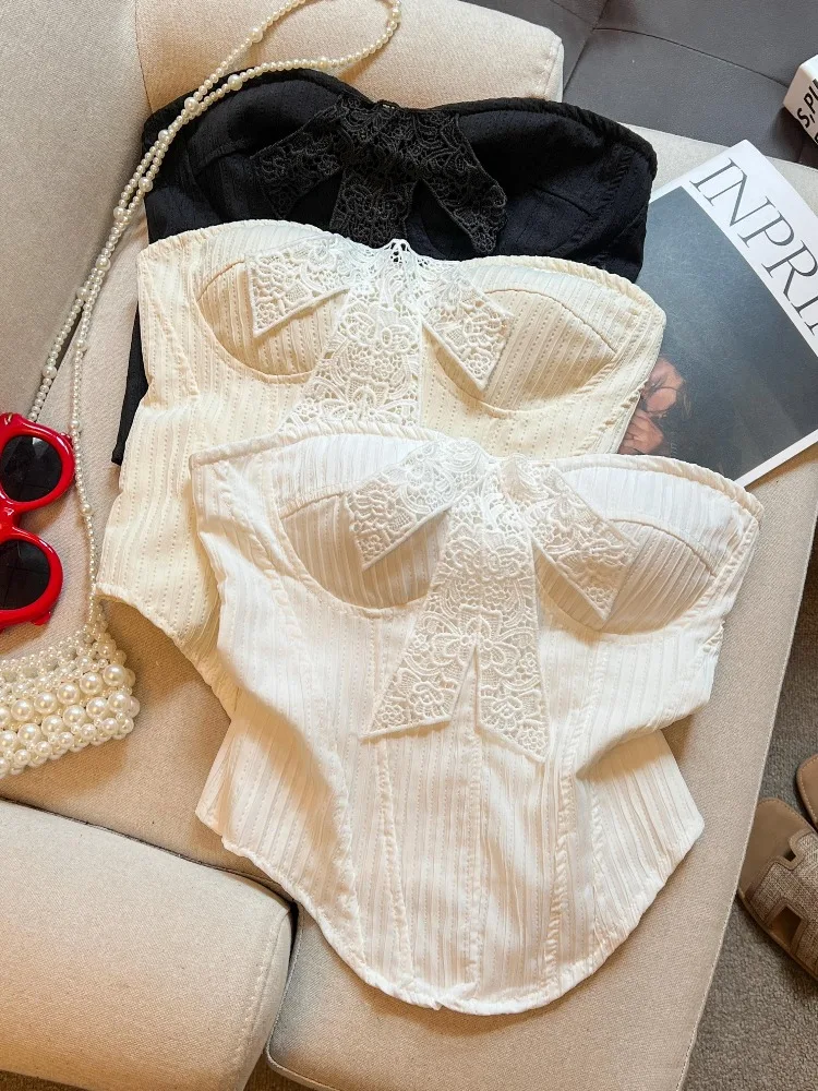 Pure Desire Lace Knot Decoration Short Backless Vest Anti-Slip Strip Sleeveless Tube Top Fishbone Back Top
Pure Desire Lace Knot Decoration Short Backless Vest Anti-Slip Strip Sleeveless Tube Top Fishbone Back Top