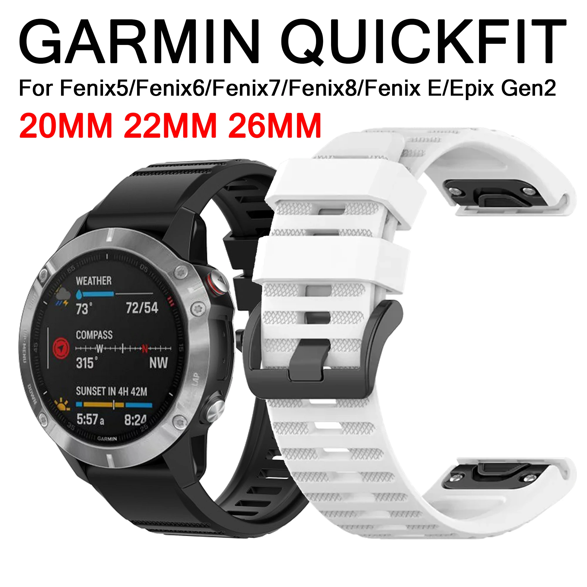 20/22/26mm Garmin QuickFit For Fenix 6X Pro 6 6S 7S 7X 7 5X 5 5S Fenix 8 E 47MM Watchband Strap for Garmin Epix Gen2 Pro Tactix8
20/22/26mm Garmin QuickFit For Fenix 6X Pro 6 6S 7S 7X 7 5X 5 5S Fenix 8 E 47MM Watchband Strap for Garmin Epix Gen2 Pro Tactix8