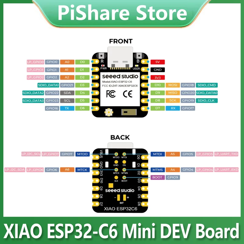 XIAO ESP32 C6 SuperMini development board WiFi 6+Bluetooth- Ble 5 Support Zigbee Matter Board Wi-Fi Wireless Module For Arduino
XIAO ESP32 C6 SuperMini development board WiFi 6+Bluetooth- Ble 5 Support Zigbee Matter Board Wi-Fi Wireless Module For Arduino