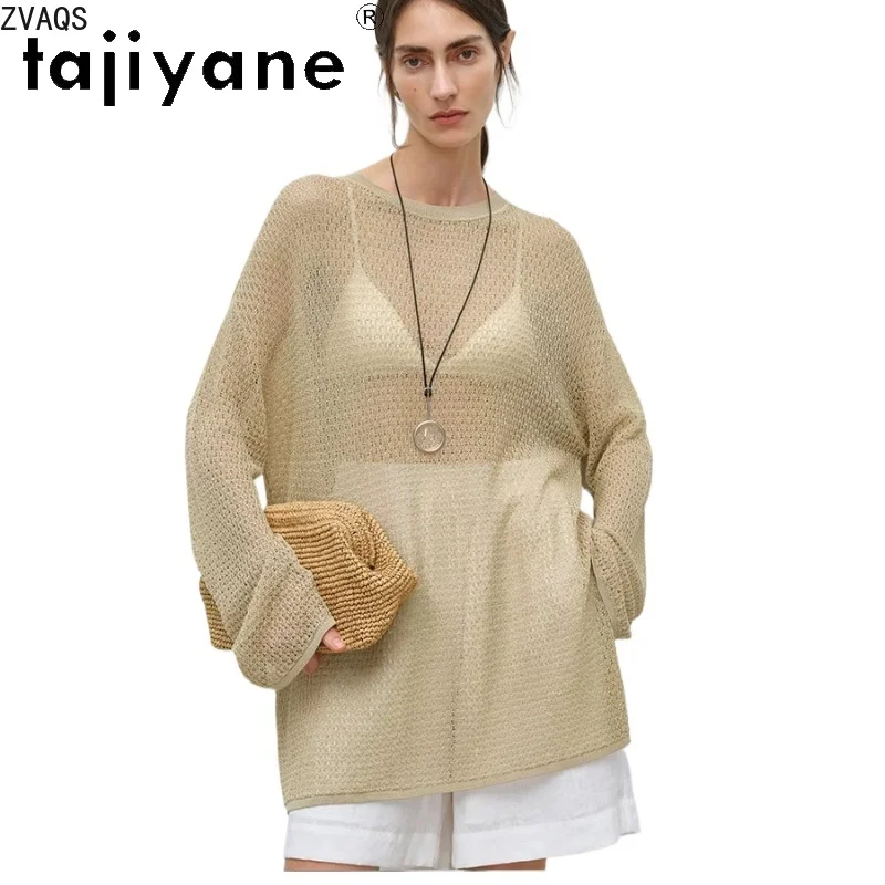 Tajiyane Women High QualityLoose Oversized Hole Knit Blouse Ice Cool Triacetate Tencel Sheer Hollow Out Casual Cover UpФутболка
Tajiyane Women High QualityLoose Oversized Hole Knit Blouse Ice Cool Triacetate Tencel Sheer Hollow Out Casual Cover UpФутболка