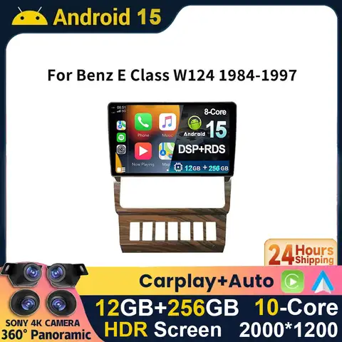 Android 15 2K QLED Car radio for Mercedes Benz E Class W124 1986-1995 Multimedia player GPS navi Video 2din Autoradio 4G WIFI BT