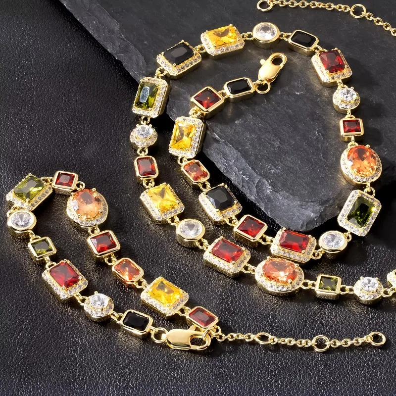 Multi Color Gemstone Beaded Necklace Rainbow Motley Choker Women Jewelry Zirconia Tennis 18K Gold Colorful Gem Stone Men Chain
Multi Color Gemstone Beaded Necklace Rainbow Motley Choker Women Jewelry Zirconia Tennis 18K Gold Colorful Gem Stone Men Chain