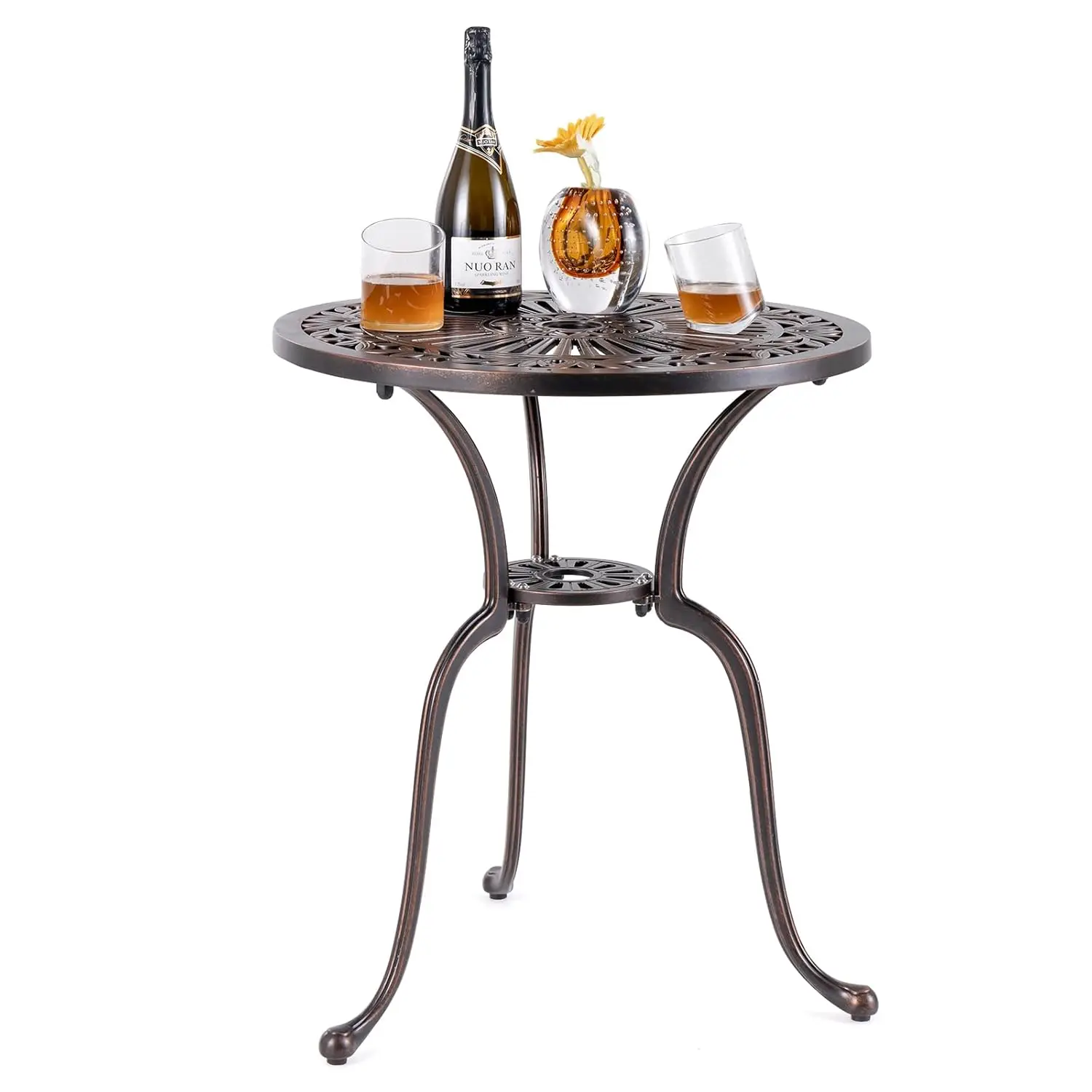 24" Cast Aluminum Bistro Table Umbrella Hole All-Weather Round Outdoor Dining for 2 Porch Pool Backyard, Customized
24" Cast Aluminum Bistro Table Umbrella Hole All-Weather Round Outdoor Dining for 2 Porch Pool Backyard, Customized
