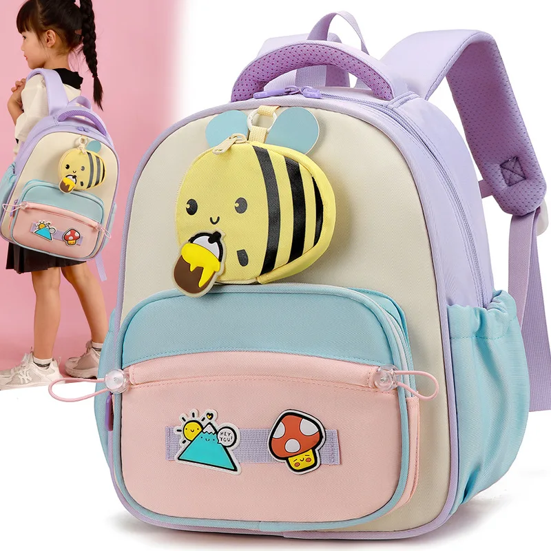 Nylon children's kindergarten schoolbag, cartoon little bee color-blocking student backpack, waterproof backpack
Nylon children's kindergarten schoolbag, cartoon little bee color-blocking student backpack, waterproof backpack