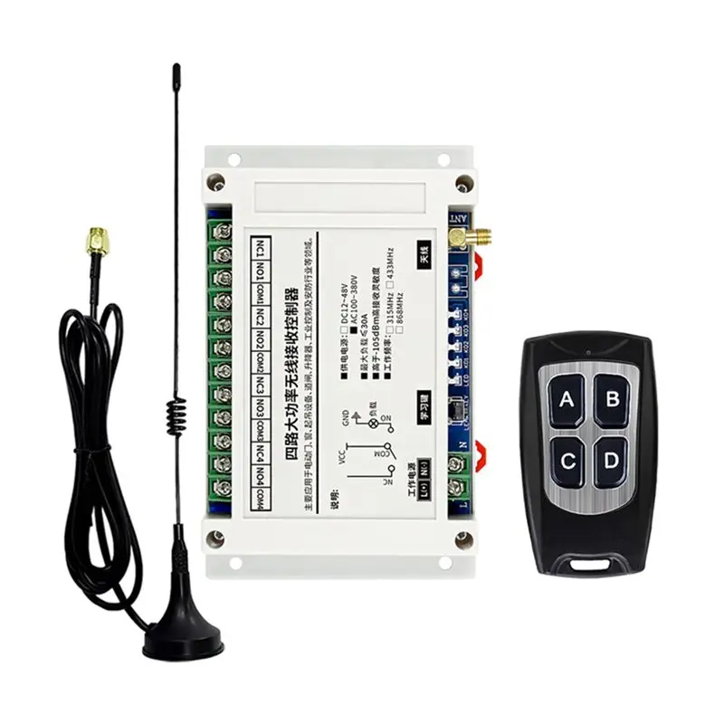 ABGI-300M AC100V-400V 4CH Wireless Remote Control 30A Switch Relay Receiver Transmitter With Suction Antenna 315Mhz Receiver
ABGI-300M AC100V-400V 4CH Wireless Remote Control 30A Switch Relay Receiver Transmitter With Suction Antenna 315Mhz Receiver