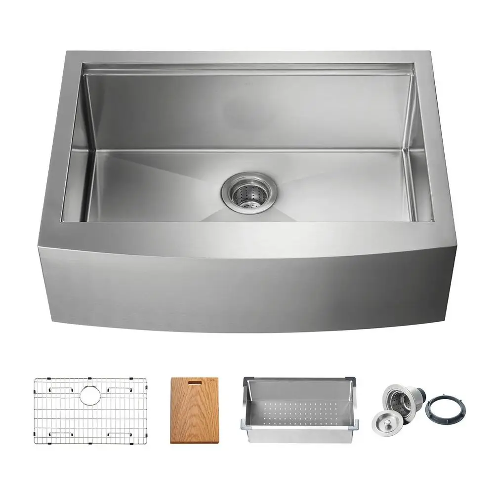 30 Single Bowl Farmhouse Kitchen Sink Stainless Steel, ApronFront Workstation Sink with Deep 10 Bowl Bottom Grid, Basket Strain
30 Single Bowl Farmhouse Kitchen Sink Stainless Steel, ApronFront Workstation Sink with Deep 10 Bowl Bottom Grid, Basket Strain